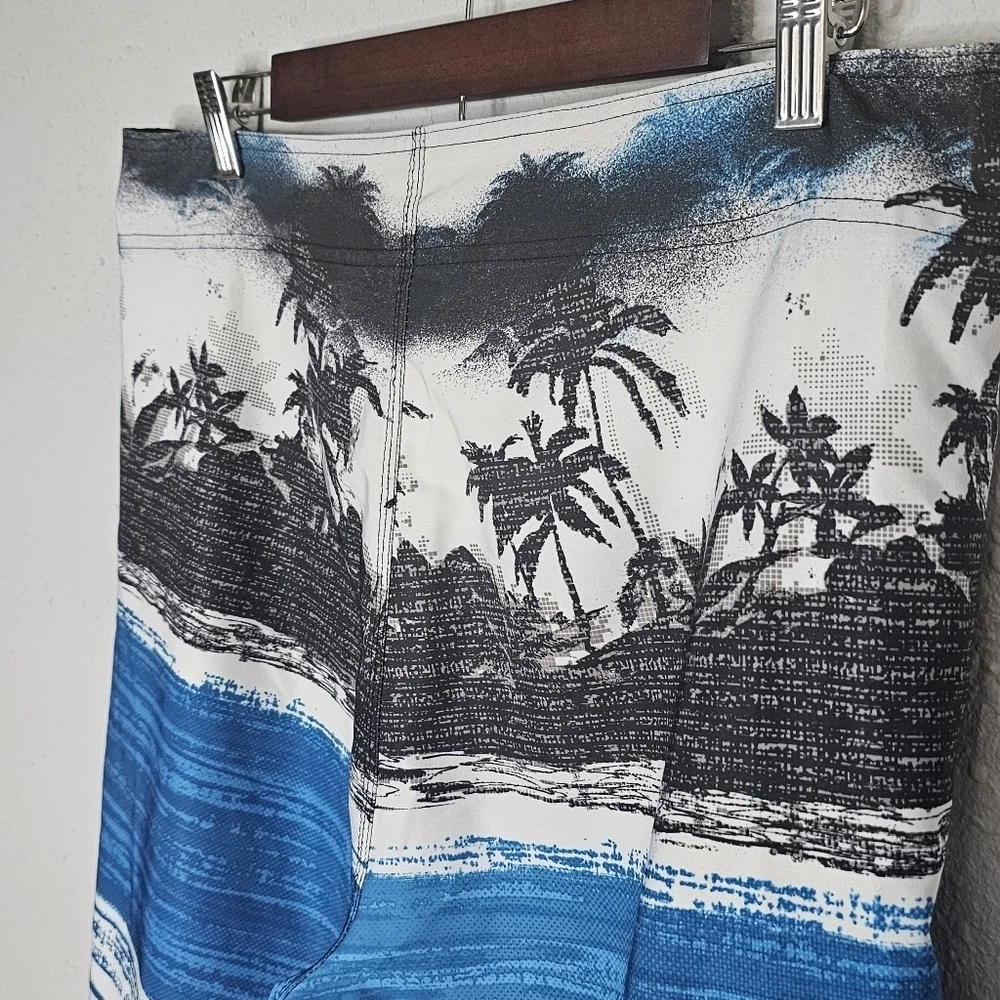 Burnside Mens‎ Swim Board Shorts Palm Tree Tropical Print Size 34